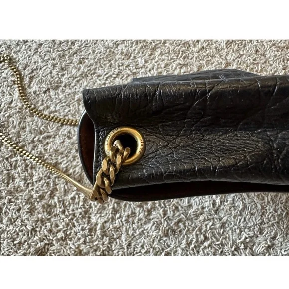 Saint Laurent Black Croc-Embossed Crossbody Bag - Picture 6 of 9